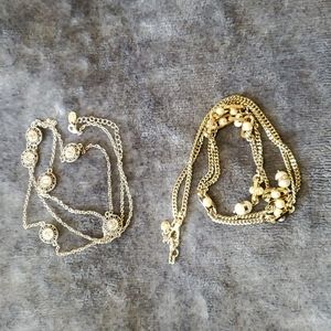 2 long silver necklace